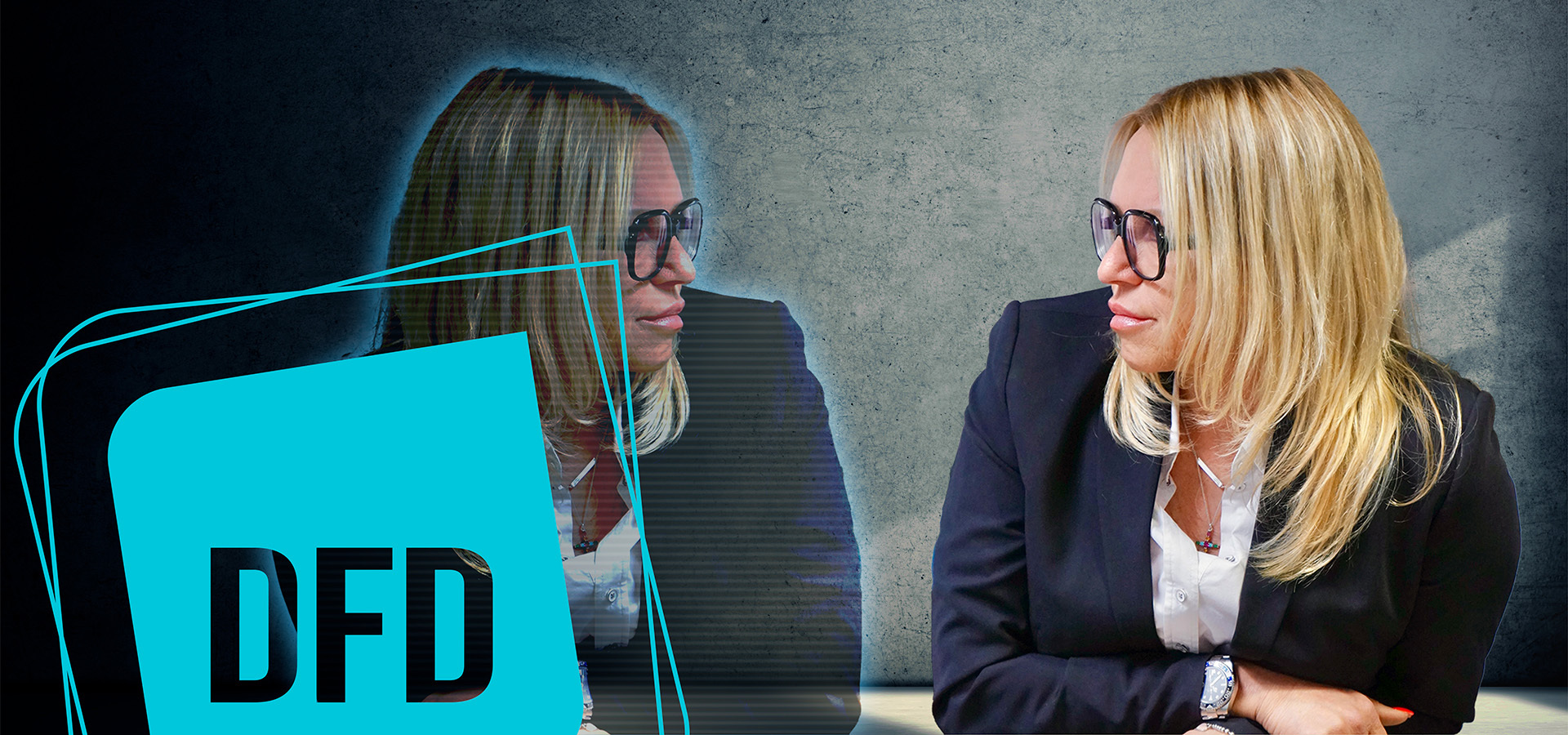 DFD-Mitarbeiterin im Gespräch, Fokus auf Retail-Zukunft und Omnichannel-Lösungen.